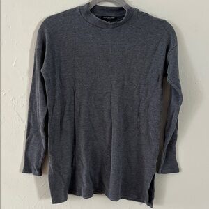 Eileen Fisher Ribbed Knit Sweater in Gray LongSleeve Organic Cotton
